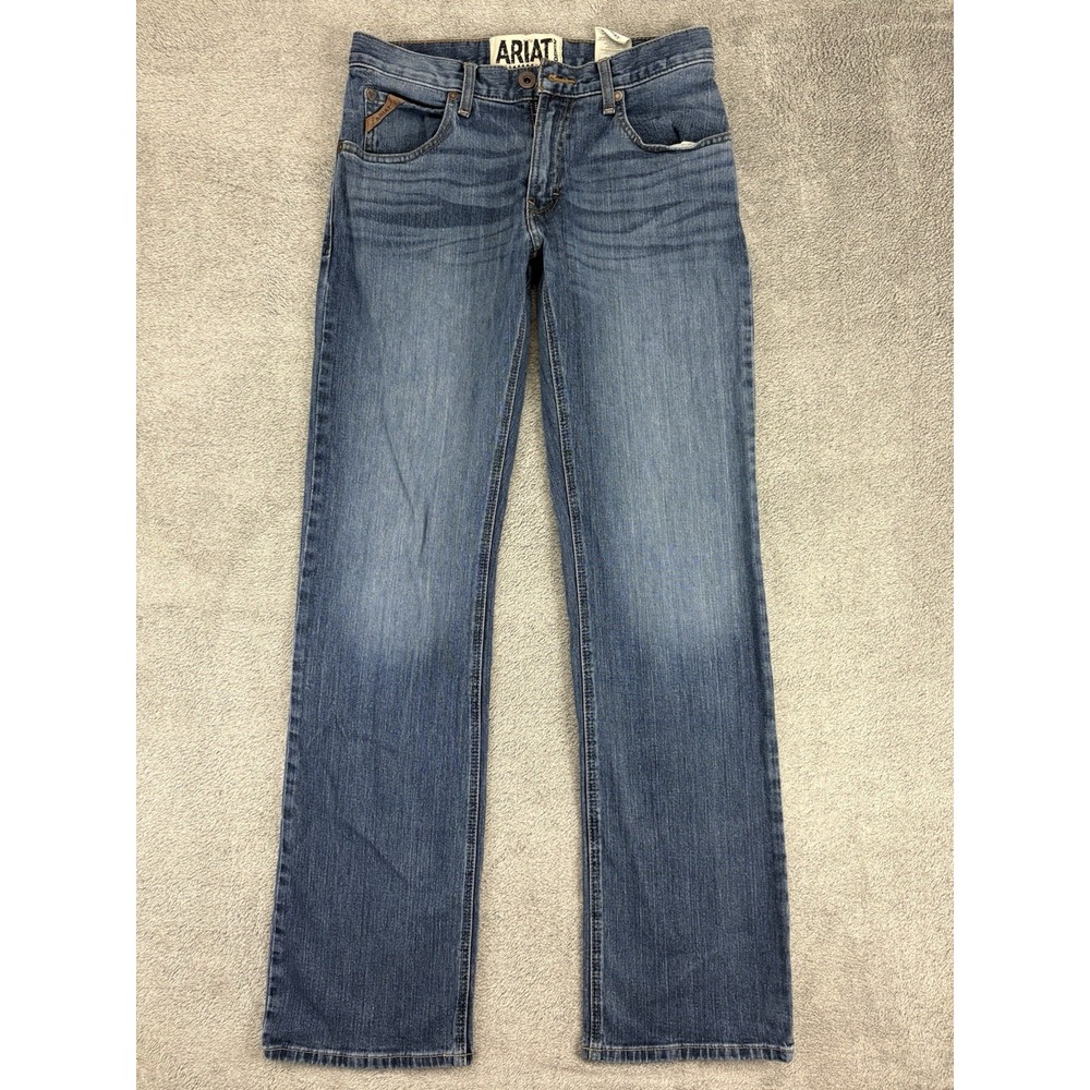 Ariat M4 Men 30x36 Low Rise Boot Cut  Workwear 100% Cotton Blue Denim Jeans